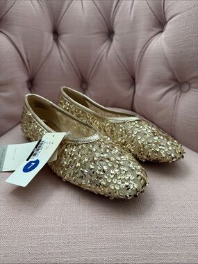 a new day Gold Sequin Slip-On Ballet Flats